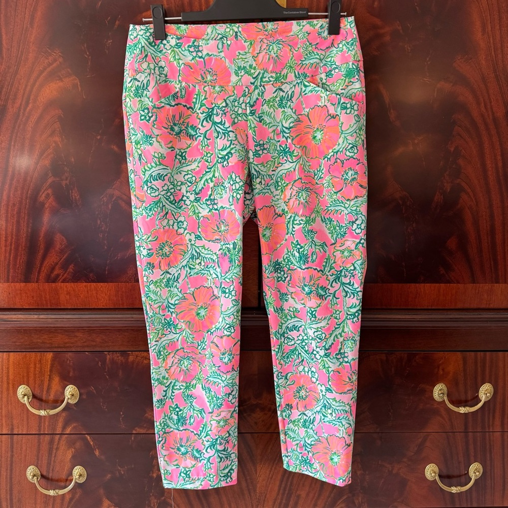 Lilly Pulitzer Luxletic Corso Crop Pant Soleil Pink Perfect Poppy Golf - Picture 3 of 7